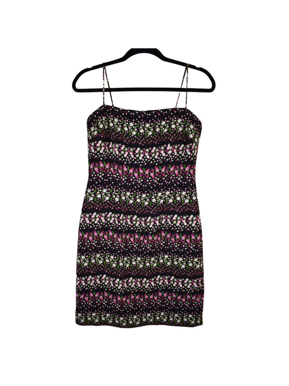 Vintage Floral Spaghetti Strap Dress 6 Petite 6P Black Floral Y2K 90s Coquette